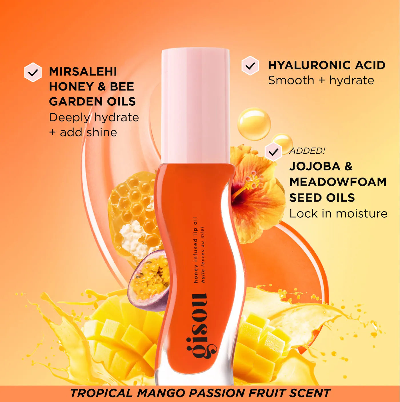 Gisou Honey Infused Hydrating Lip Oil - Mango Passion Punch